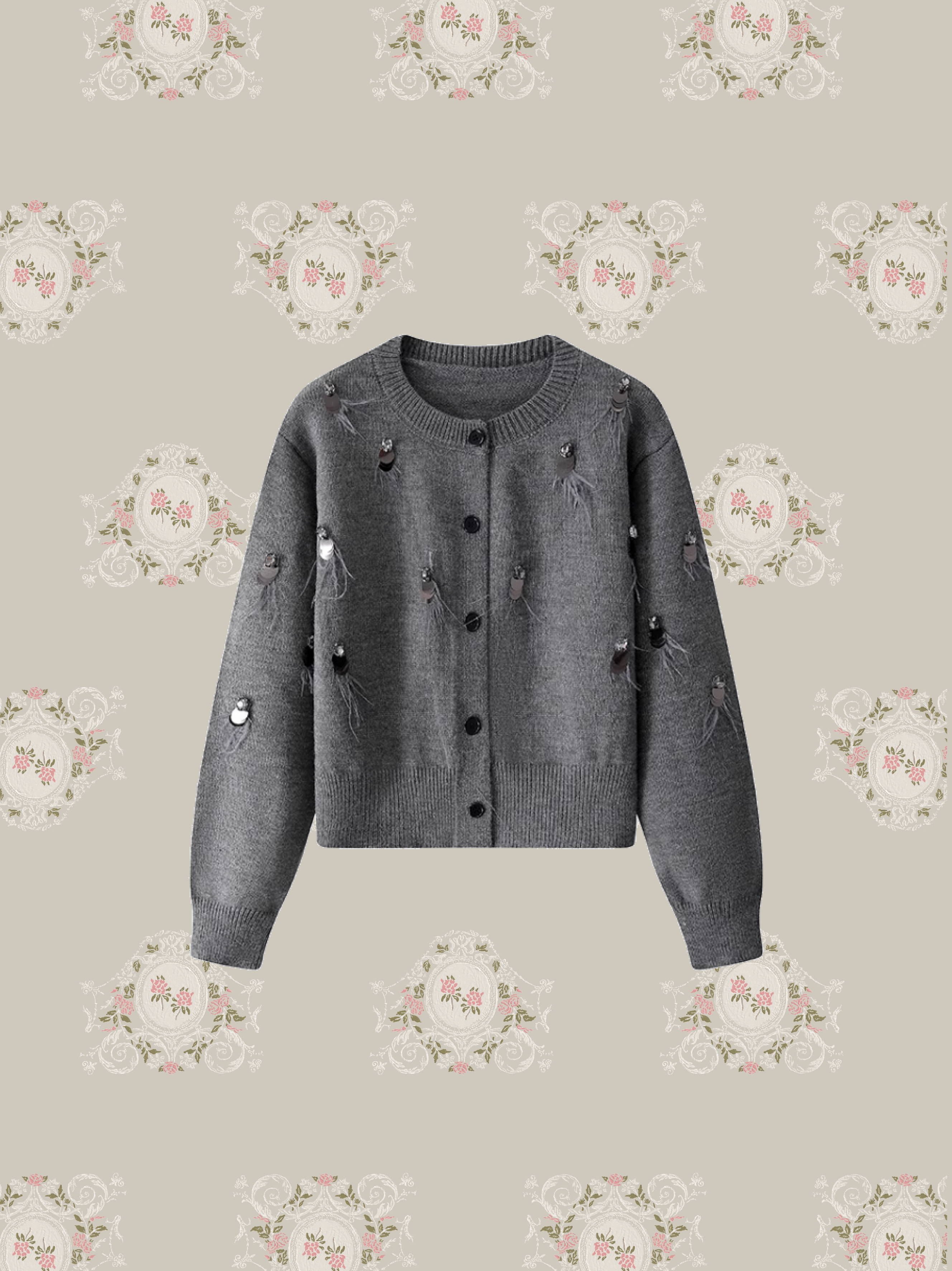 Feather Deco Cardigan/フェザーデコカーディガン