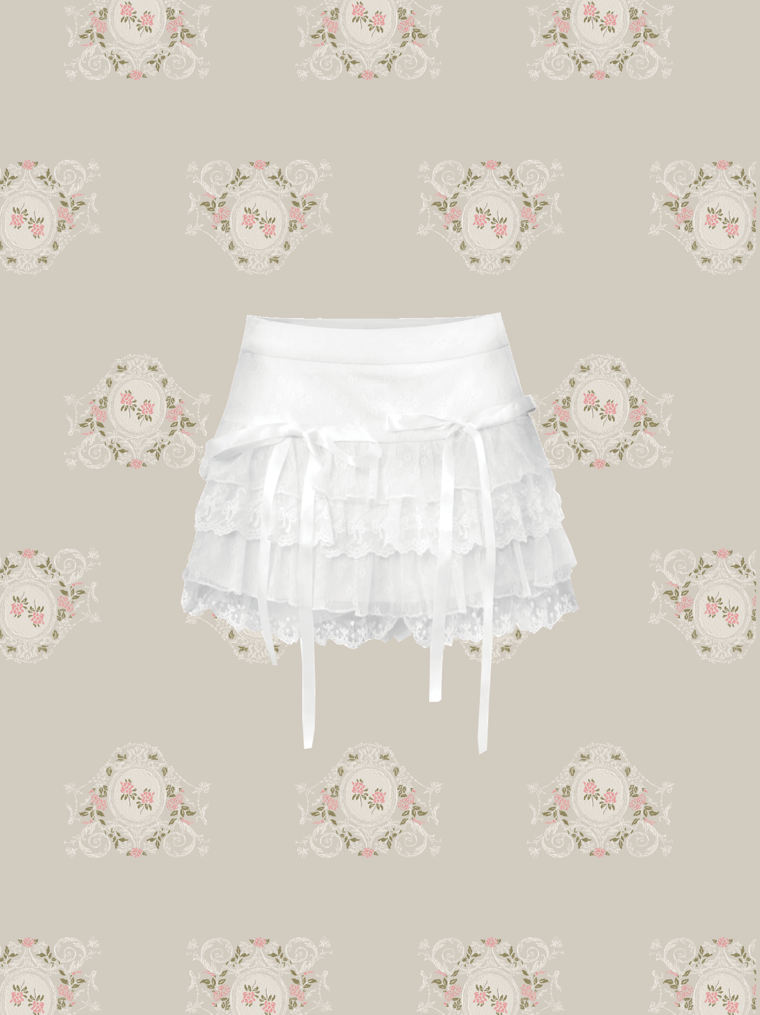 Sweet Lace Motif Mini Skirt