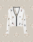 Garden Embroidery Zip Short Cardigan