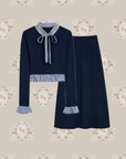 Pearl Deco Navy Knit Set-Up パールデコネイビーニットセットアップ