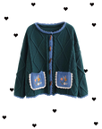 Moss Green Embroidery Cardigan