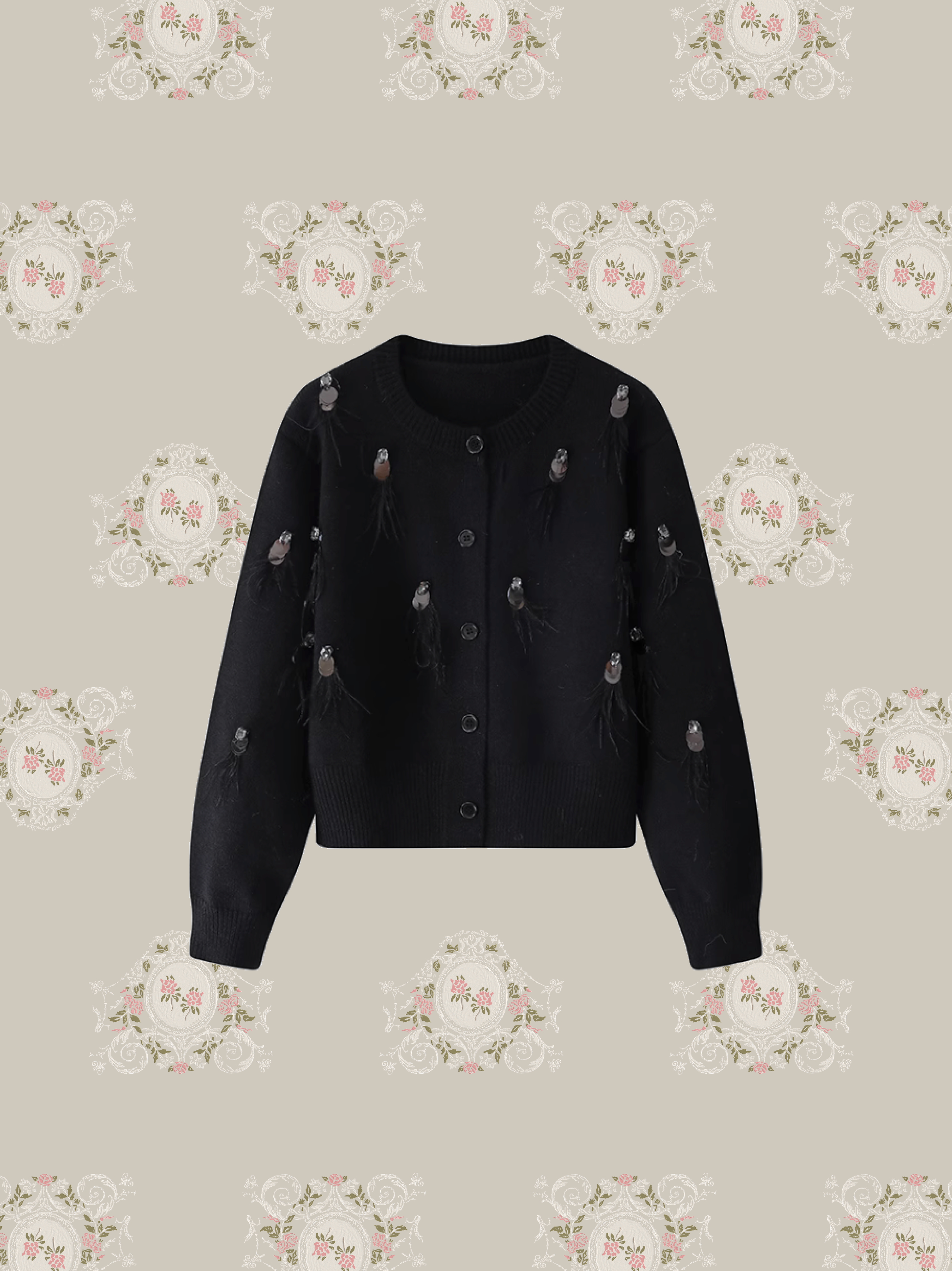 Feather Deco Cardigan/フェザーデコカーディガン