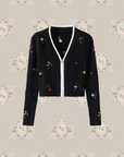 Garden Embroidery Zip Short Cardigan