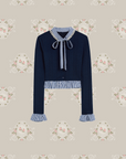 Pearl Deco Navy Knit Set-Up パールデコネイビーニットセットアップ