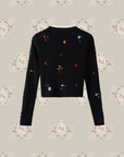 Garden Embroidery Zip Short Cardigan