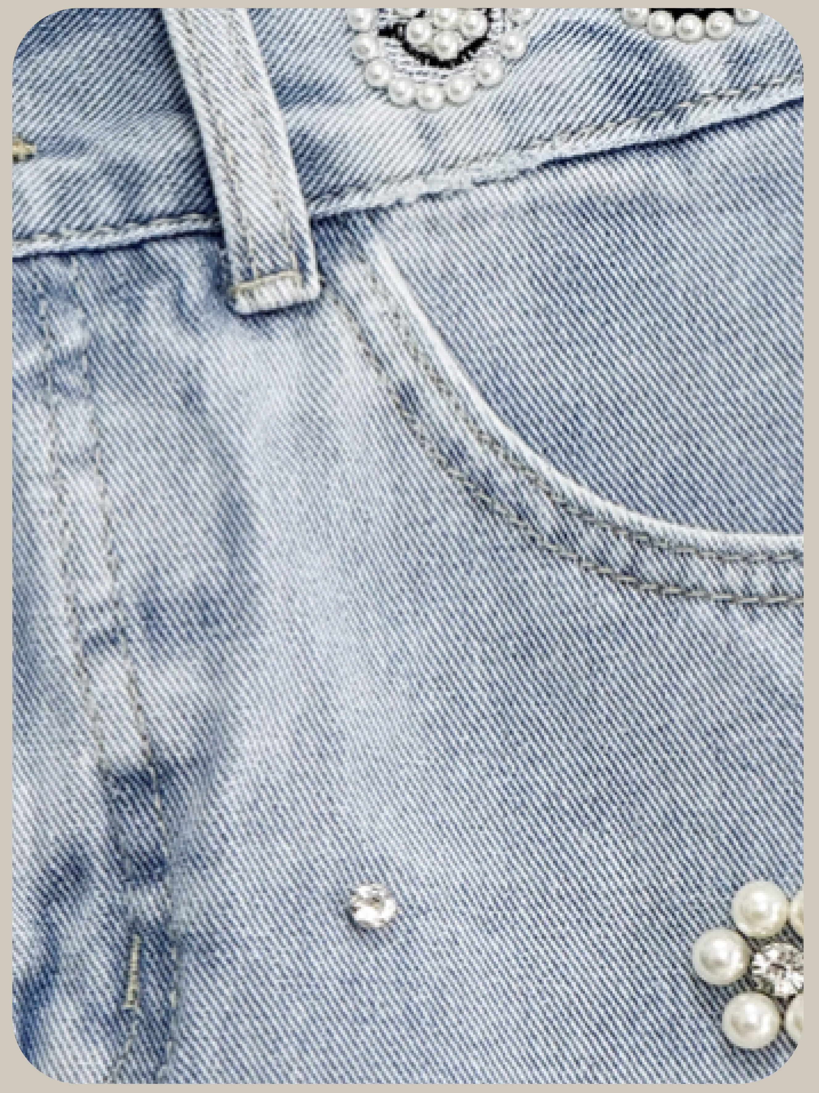 Pearl Deco Denim Skirt/パールデコデニムスカート