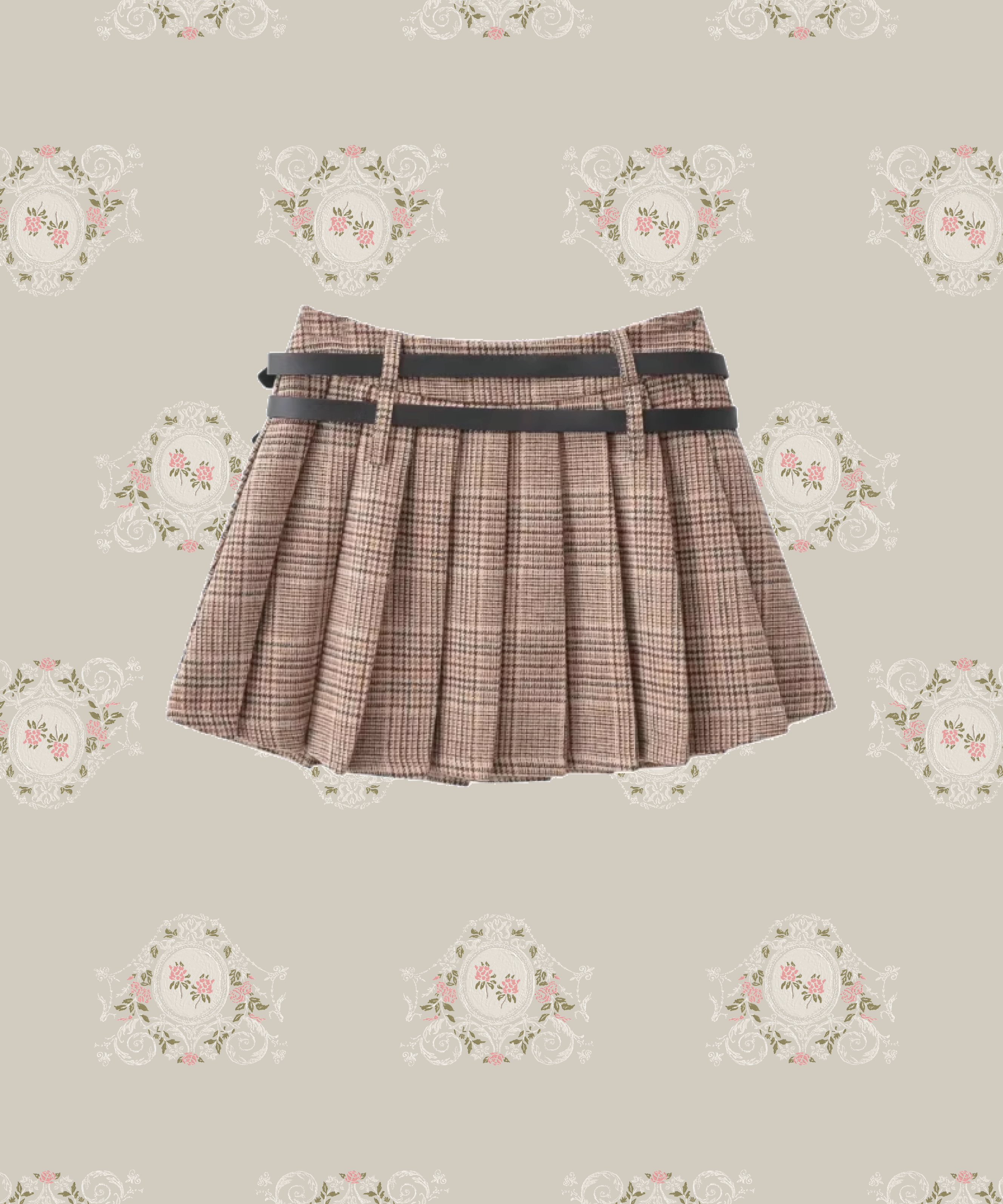 Double Belt Pleats Short Skirt Double Belt Pleats Short Skirt