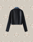 Denim Stitching Short PU Jacket デニムステッチショートPUジャケット