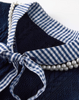 Pearl Deco Navy Knit Set-Up パールデコネイビーニットセットアップ