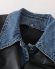 Denim Stitching Short PU Jacket デニムステッチショートPUジャケット