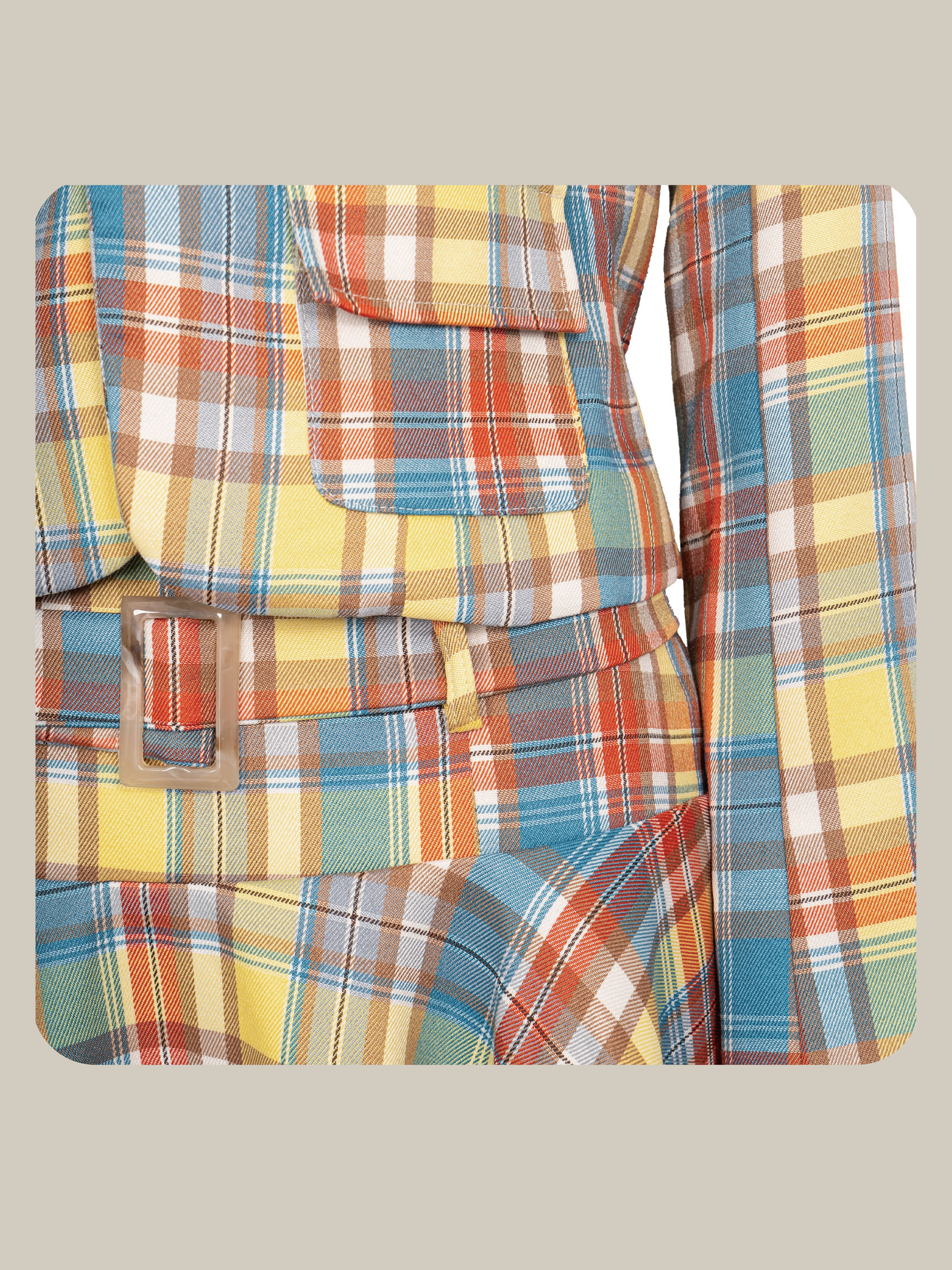 Vintage Plaid Asymmetric Skirt Set Up