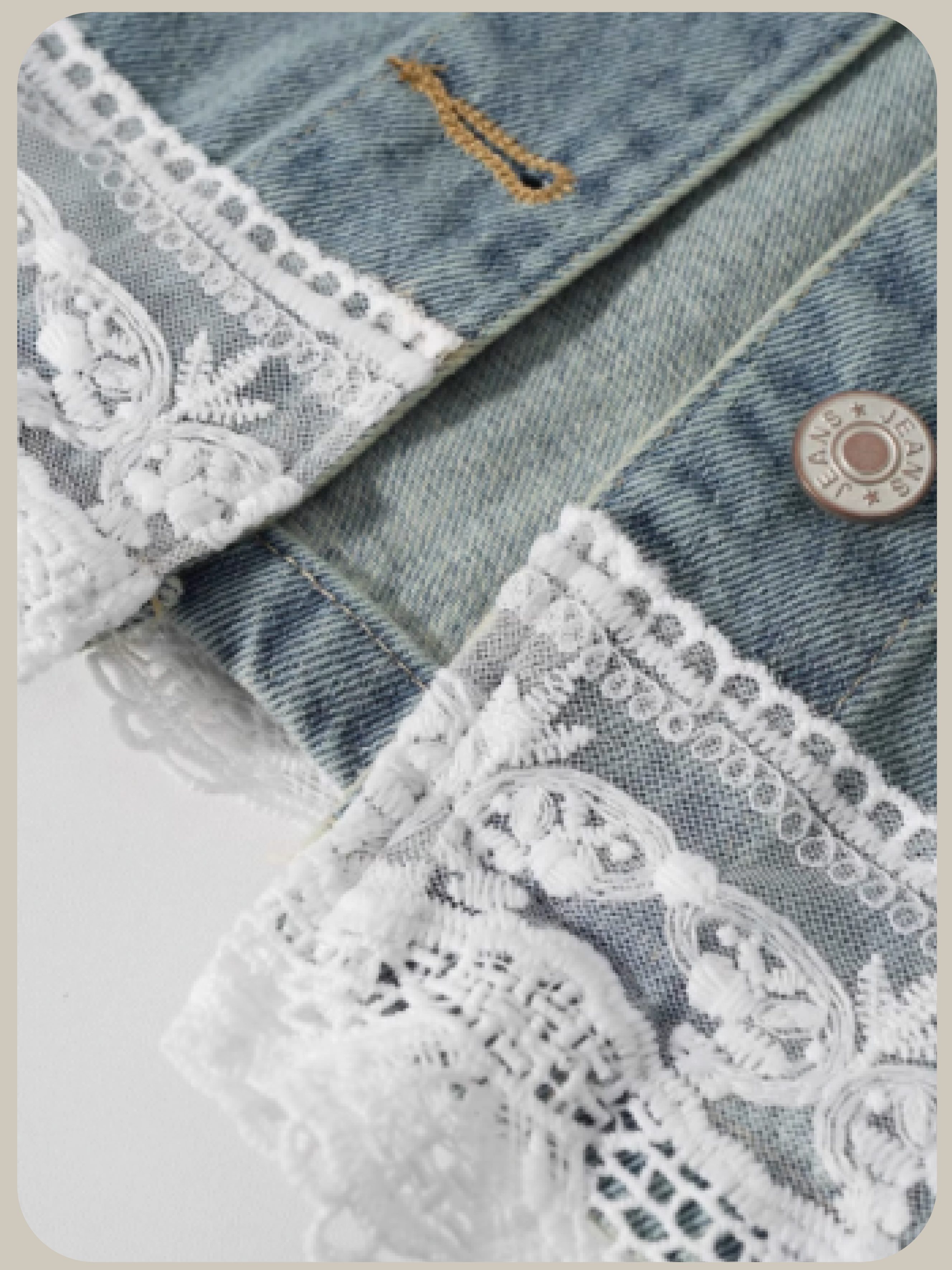 Cropped Lace Docking Denim Jacket/クロップド レース ドッキング デニム ジャケット