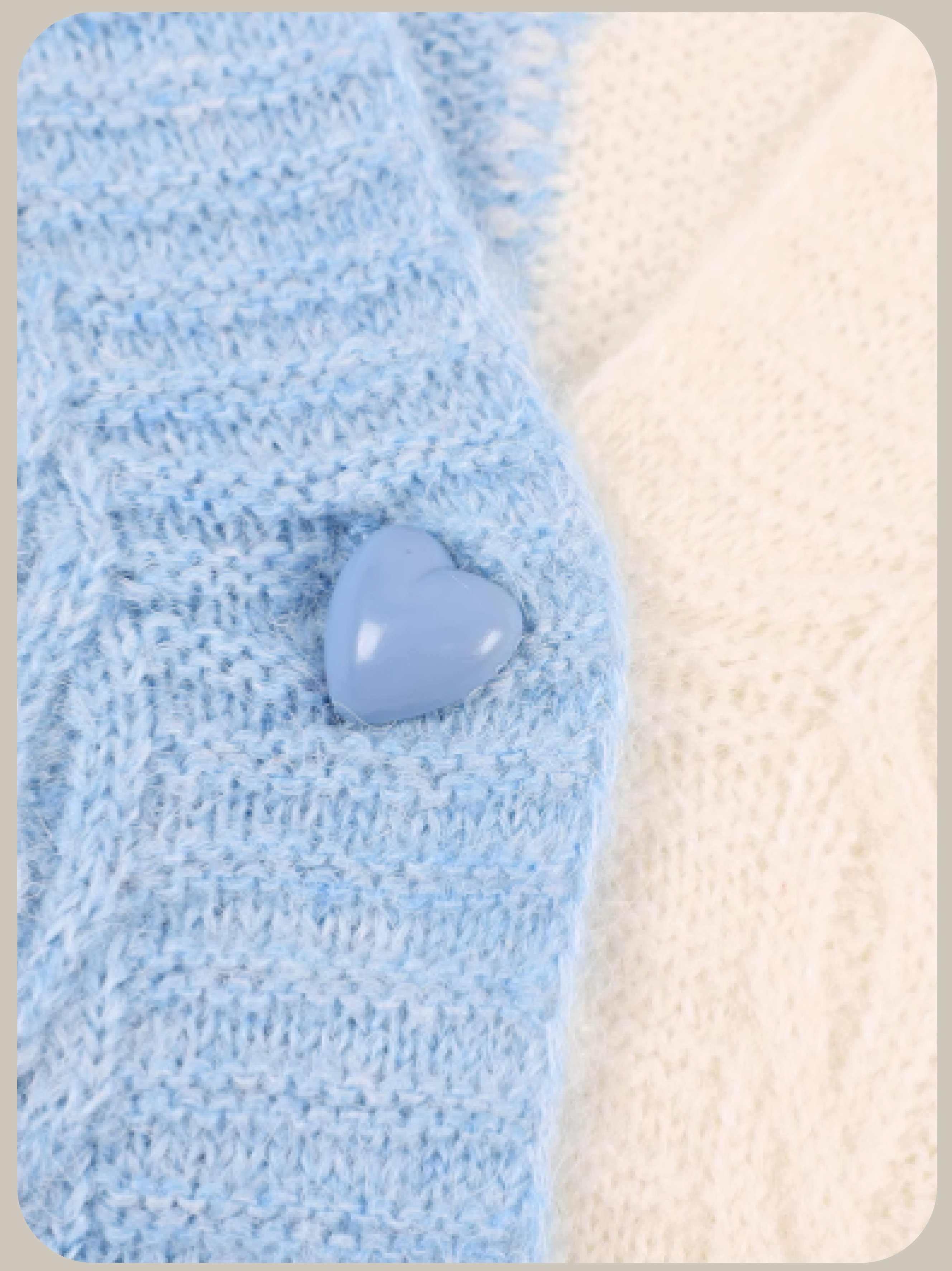 Heart Button Bi Color Cardigan/ハートボタンバイカラーカーディガン