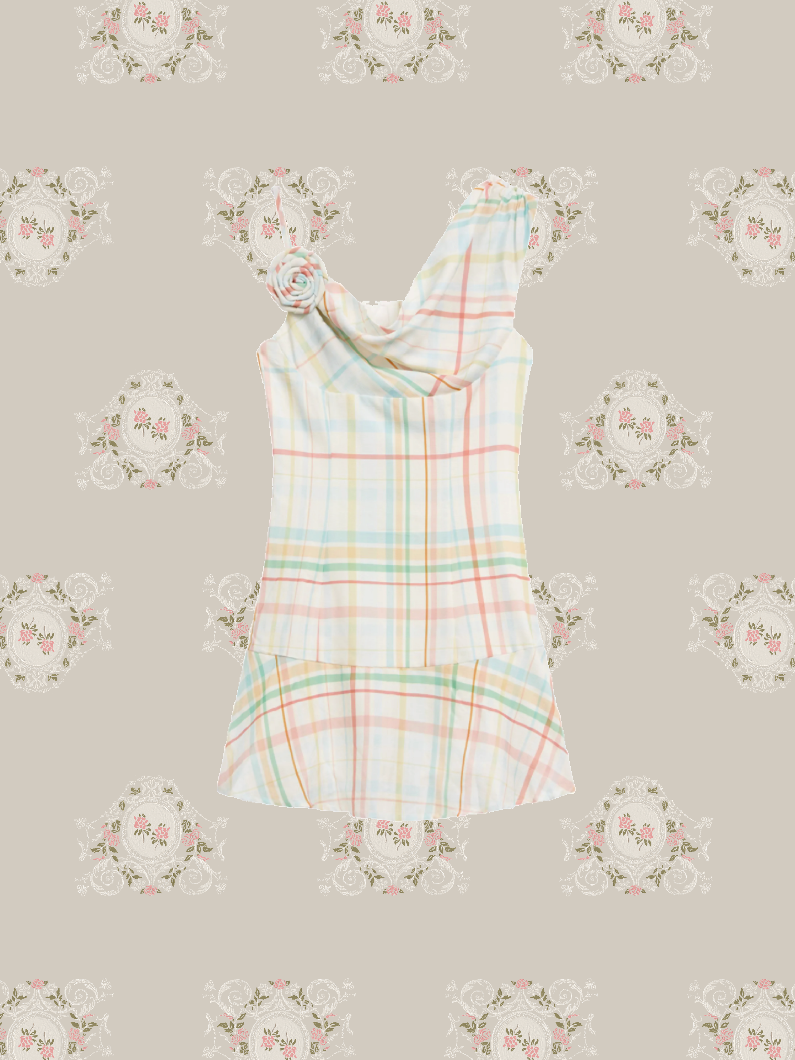 Pastel Color Plaid One Piece/パステルカラーチェックワンピース