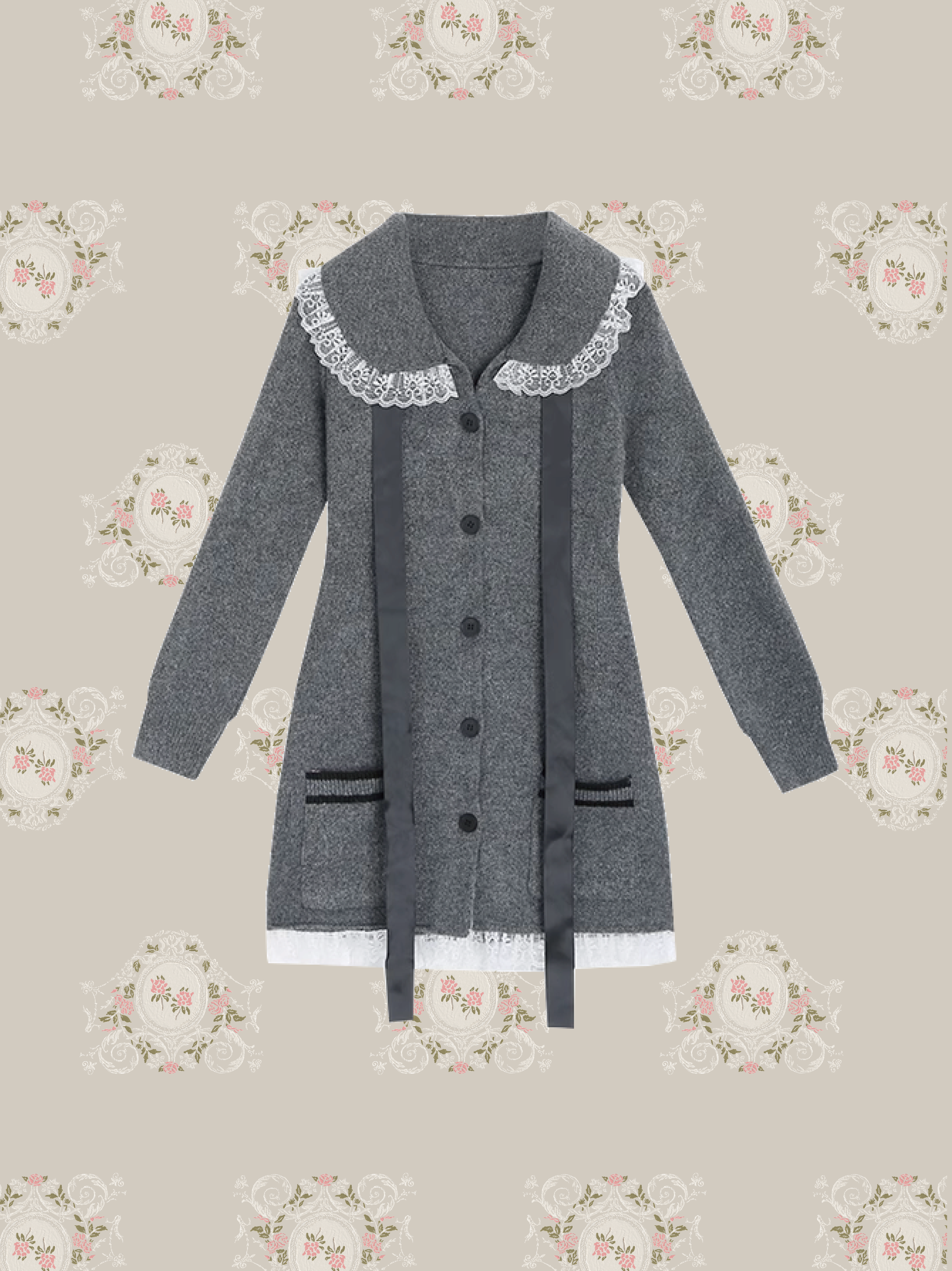 Lace Piping Ribbon One Piece レースパイピングリボンワンピース