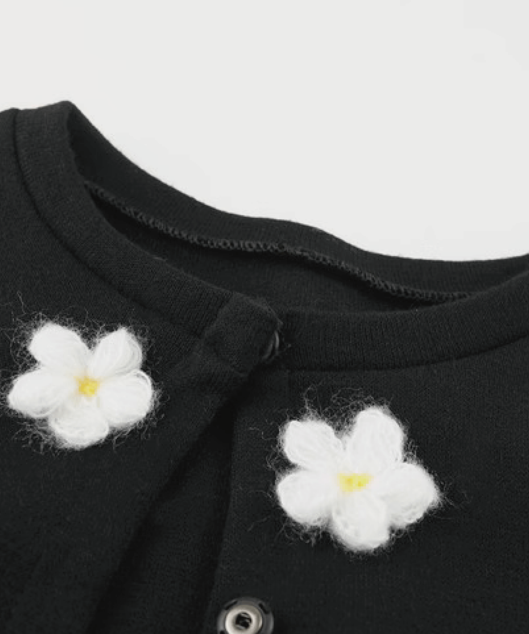 Fuzzy Flower Applique Cardigan Set-Up. フラワーアップリケカーディガンセットアップ - LOVE POMME POMME