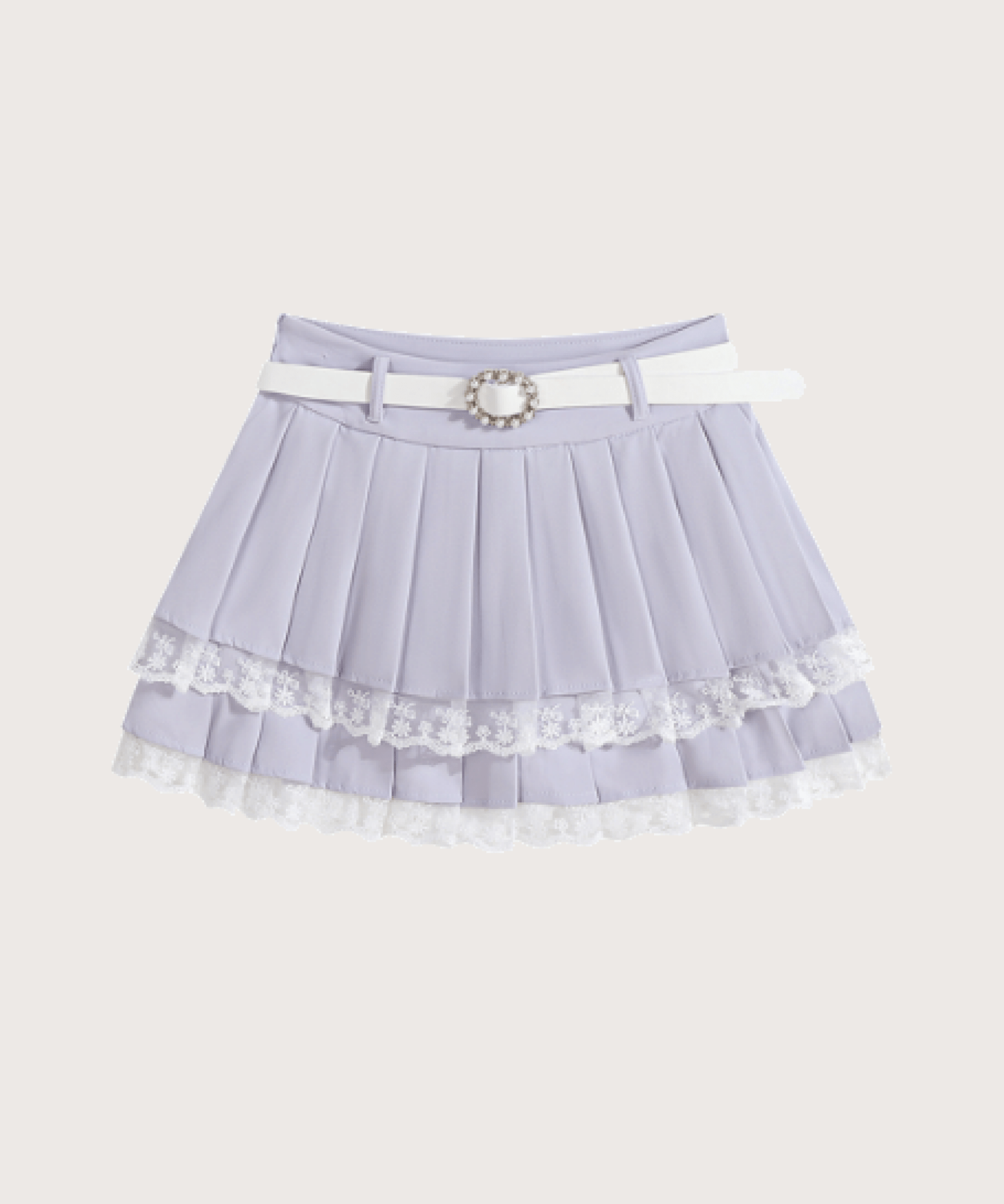 Lace Puff Sleeve Shirt Cake Pleated Skirt Set-Upレースパフスリーブシャツケーキプリーツスカートセットアップ - LOVE POMME POMME