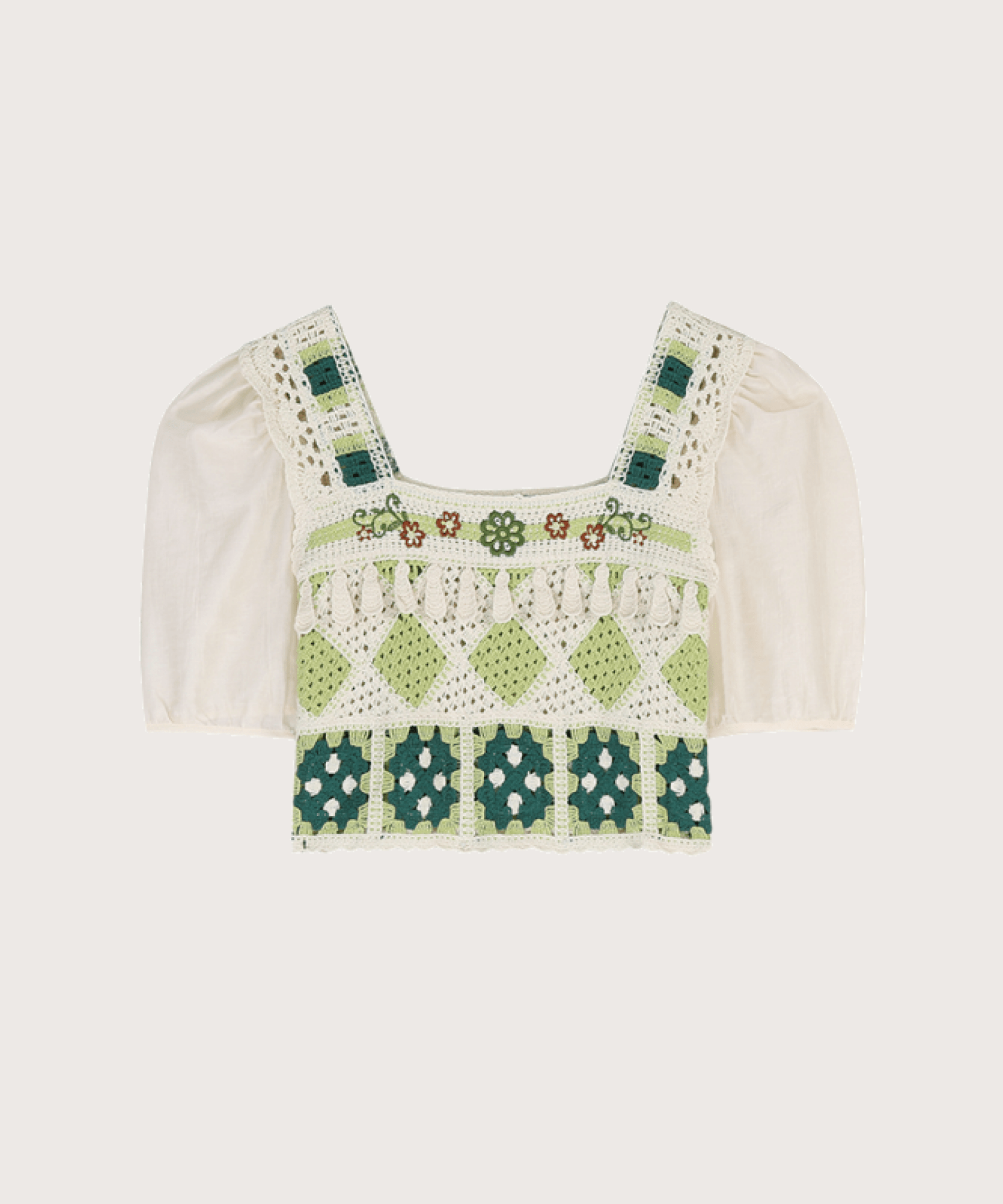 Moss Green Knit Stitching Tops モスグリーン ニットステッチトップス - LOVE POMME POMME