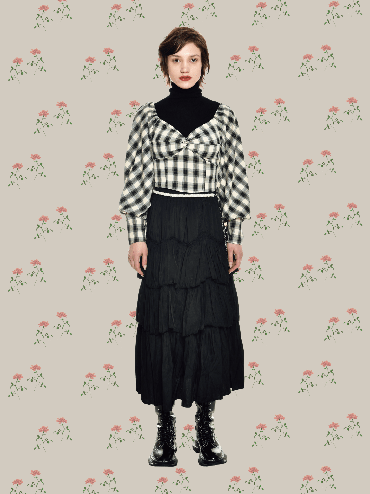 Pleats Tiered Flair Skirt - LOVE POMME POMME