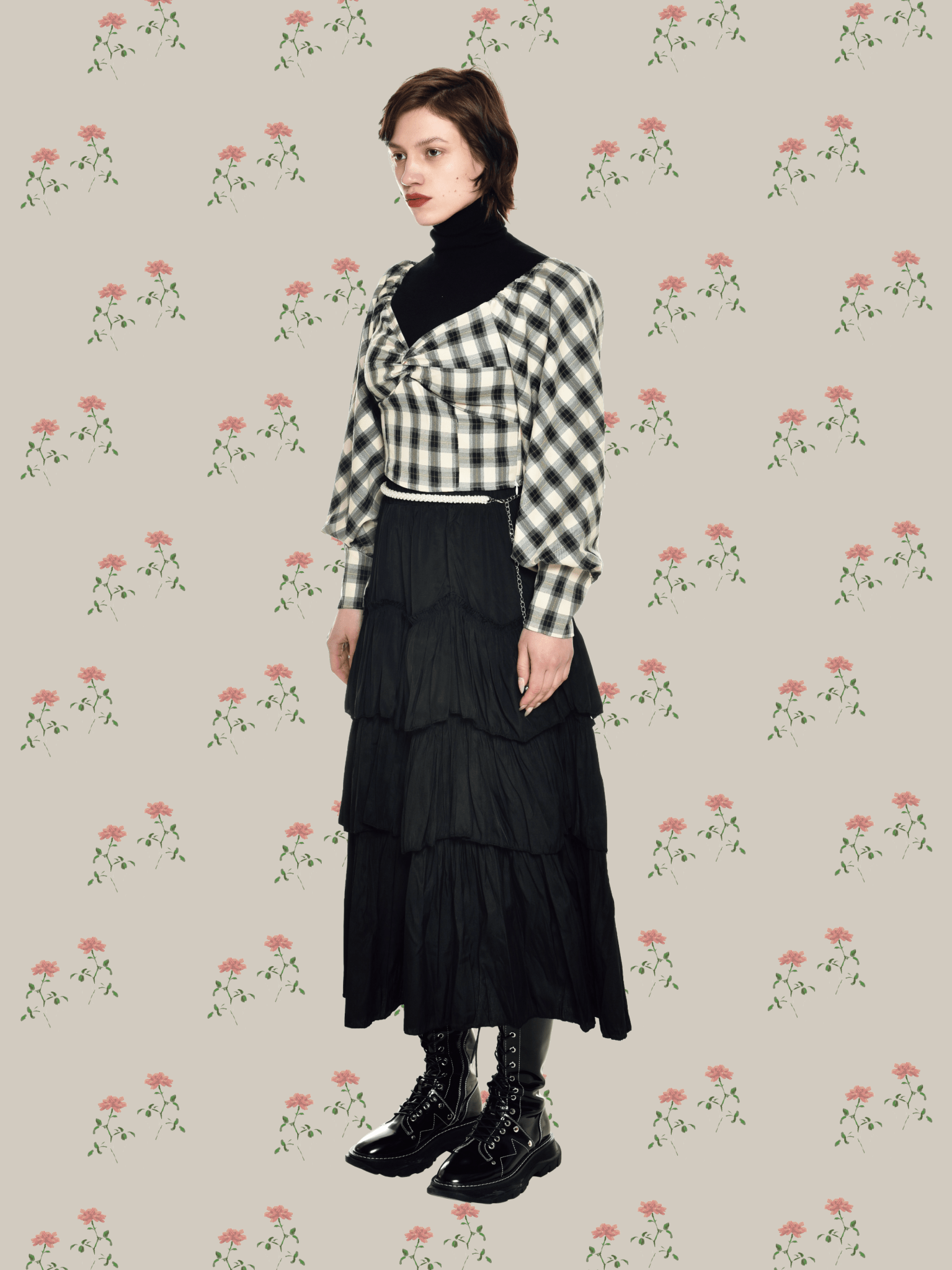 Pleats Tiered Flair Skirt - LOVE POMME POMME