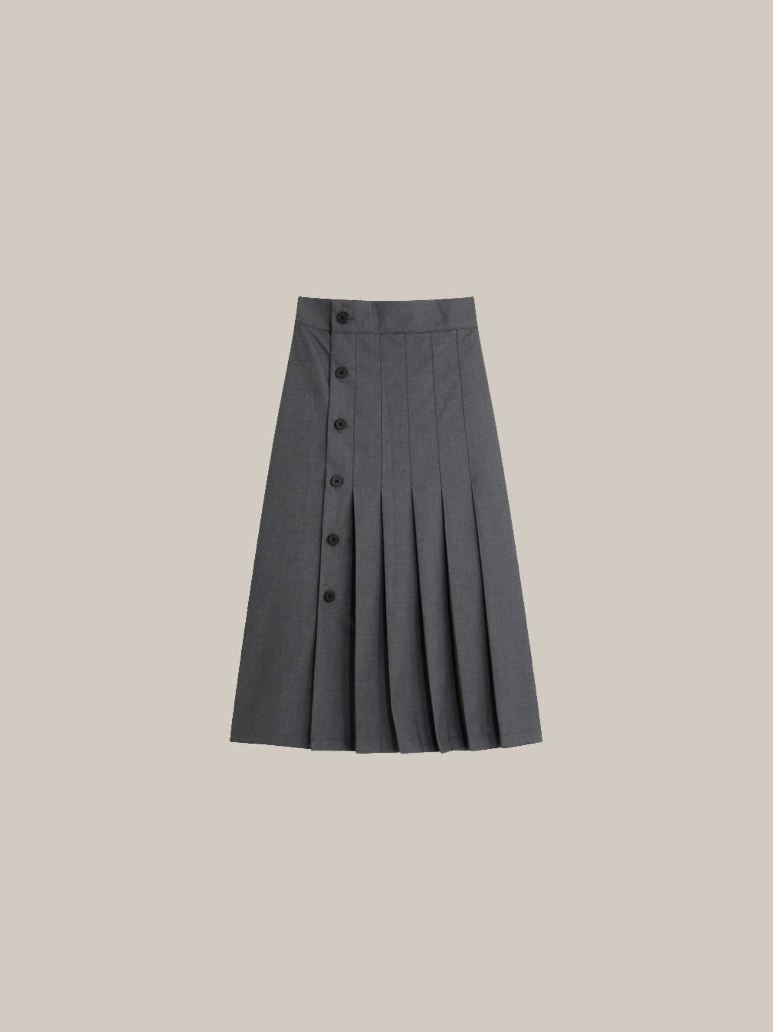 Side Button Pleats Skirt - LOVE POMME POMME