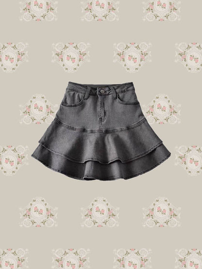 Flare Mini Denim Skirt 
