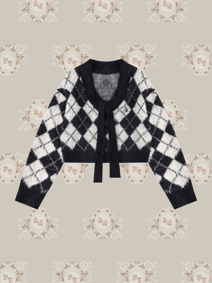 Gingham Check Ribbon Knit/ギンガムチェックリボンニット