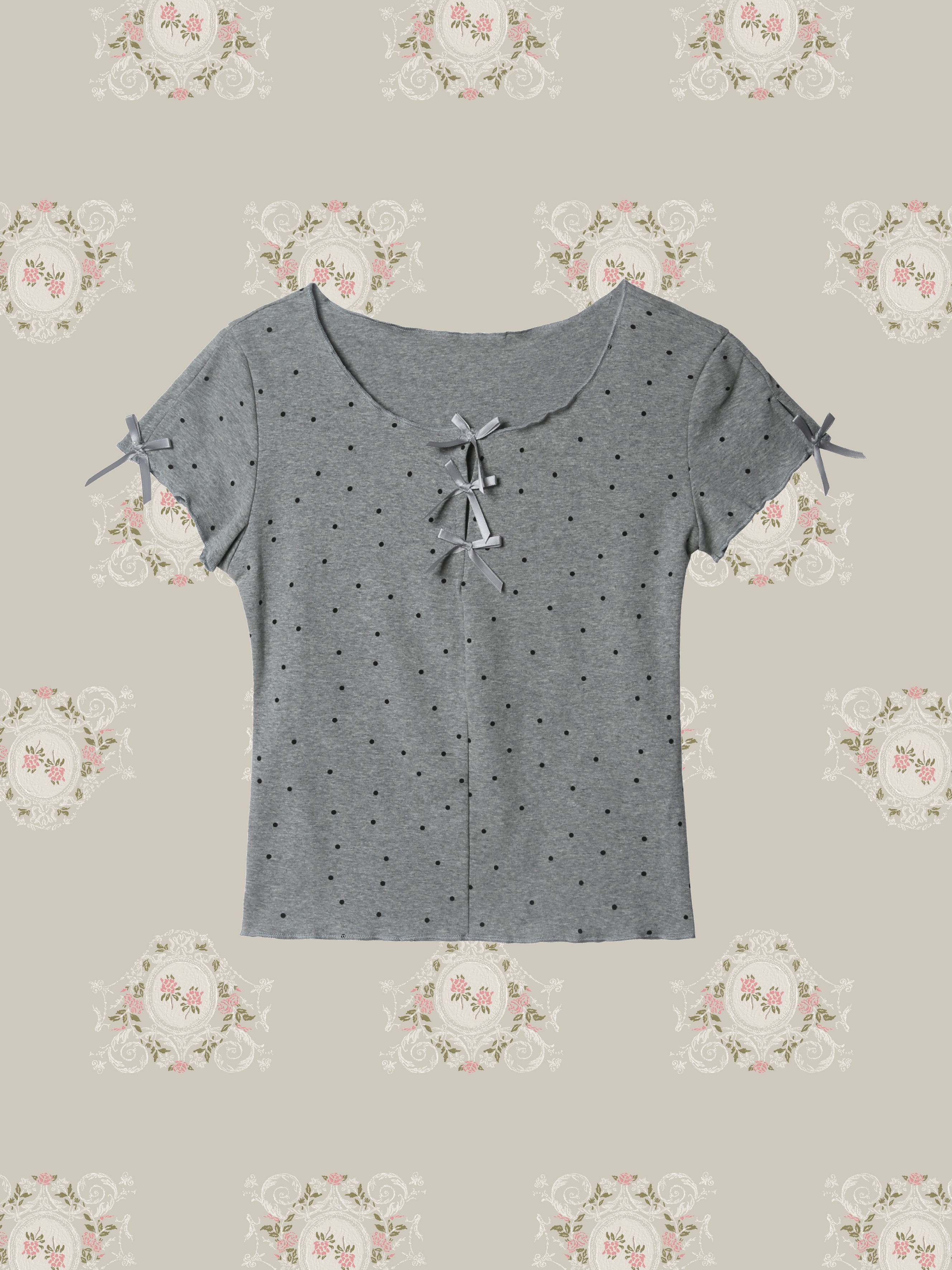 Dots Ribbon Deco T/ドットリボンデコTシャツ