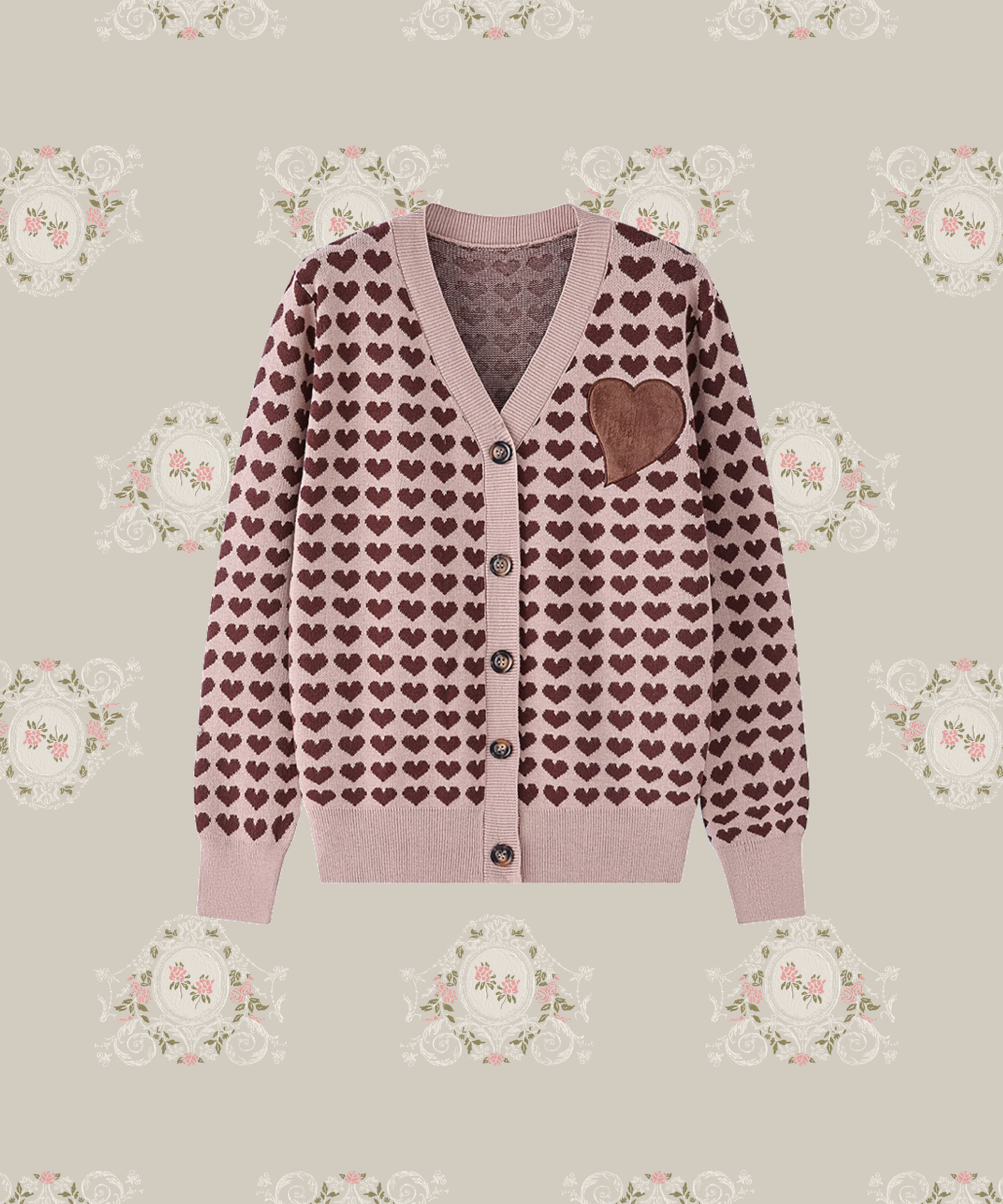 Heart Embroidery Boxy Cardigan 