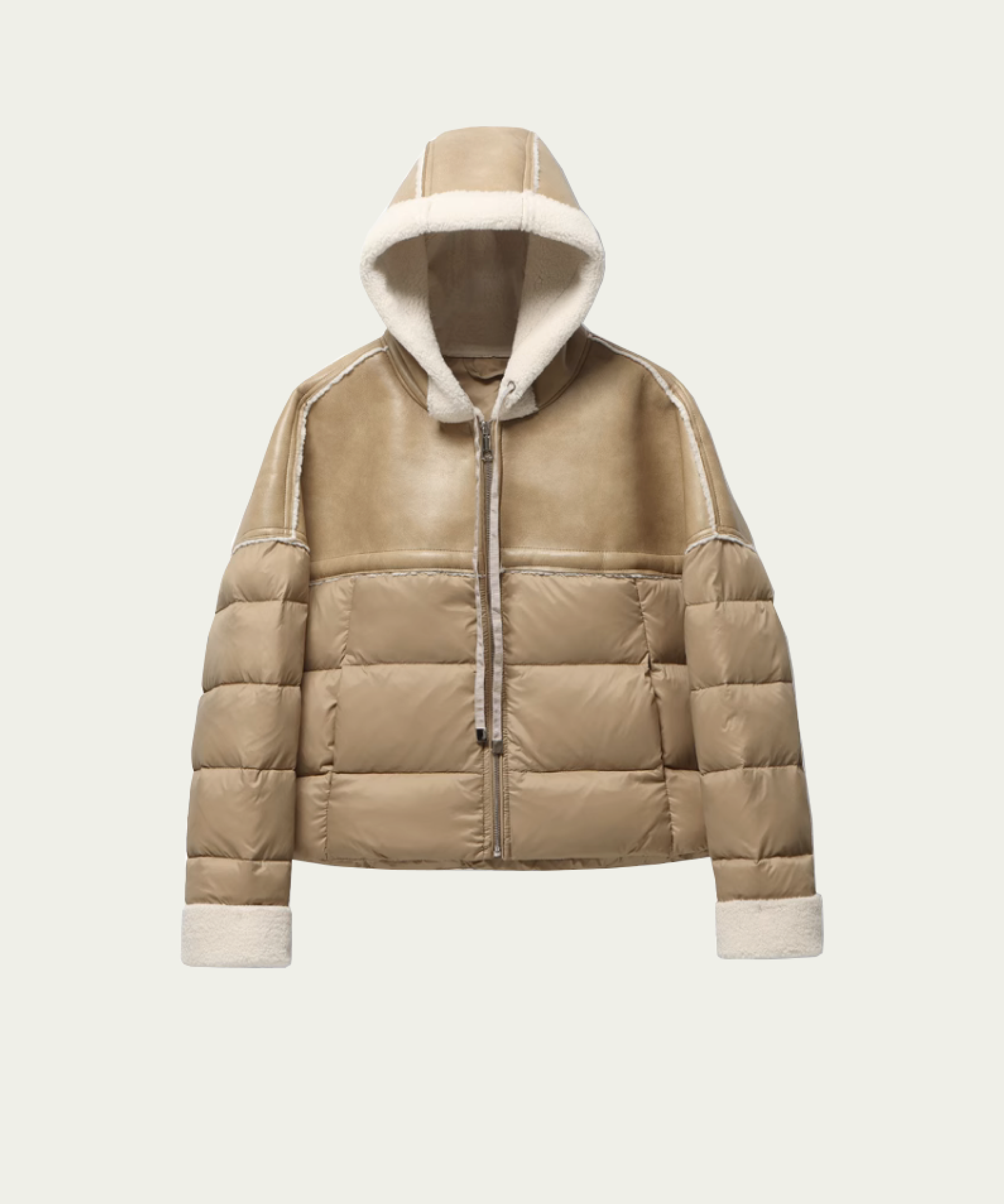 Fur Stitching PU Duck Down Coat