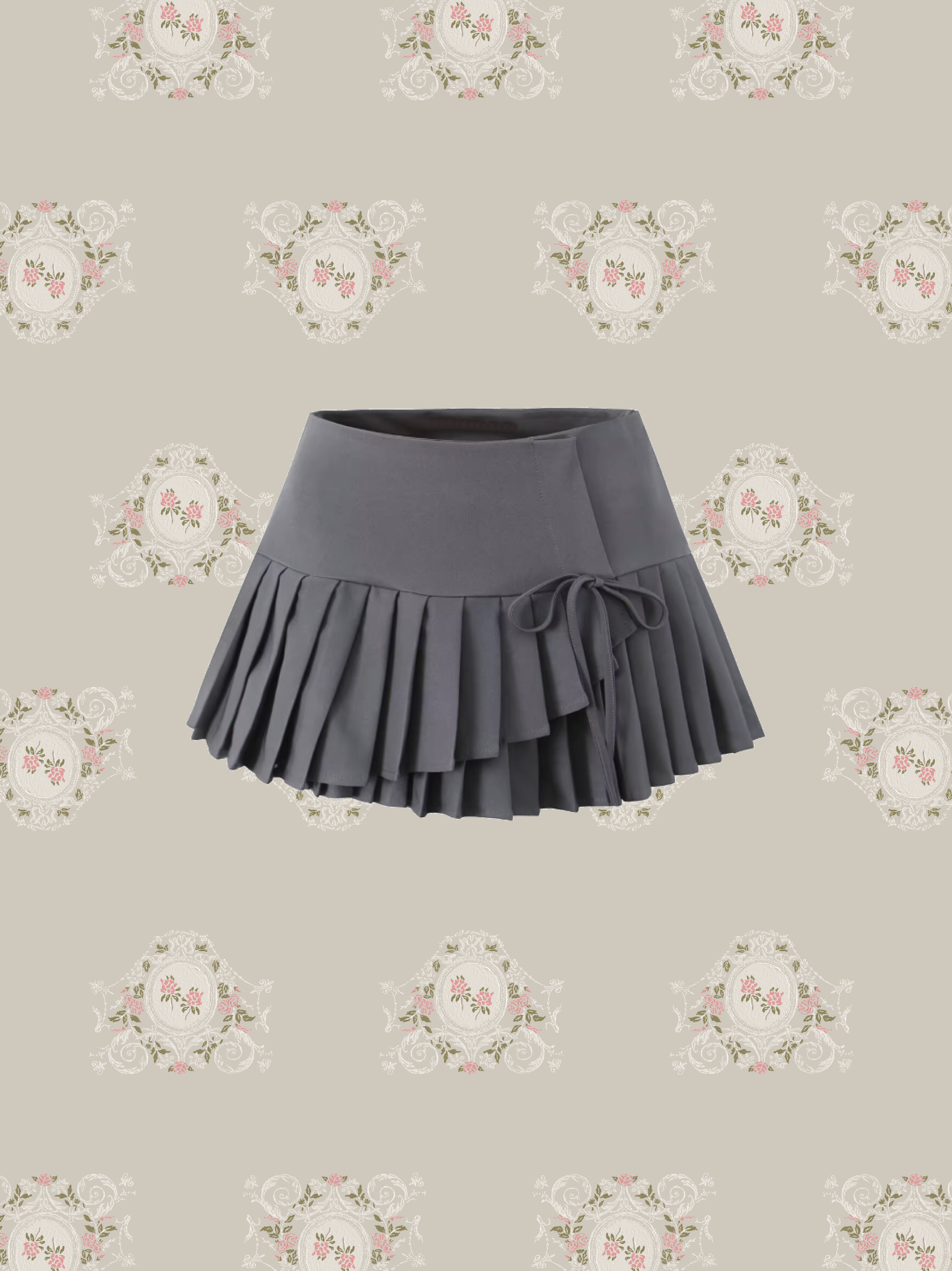 Asymmetry Lace Up Pleats Mini Skirt/アシンメトリーレースアッププリーツミニスカート