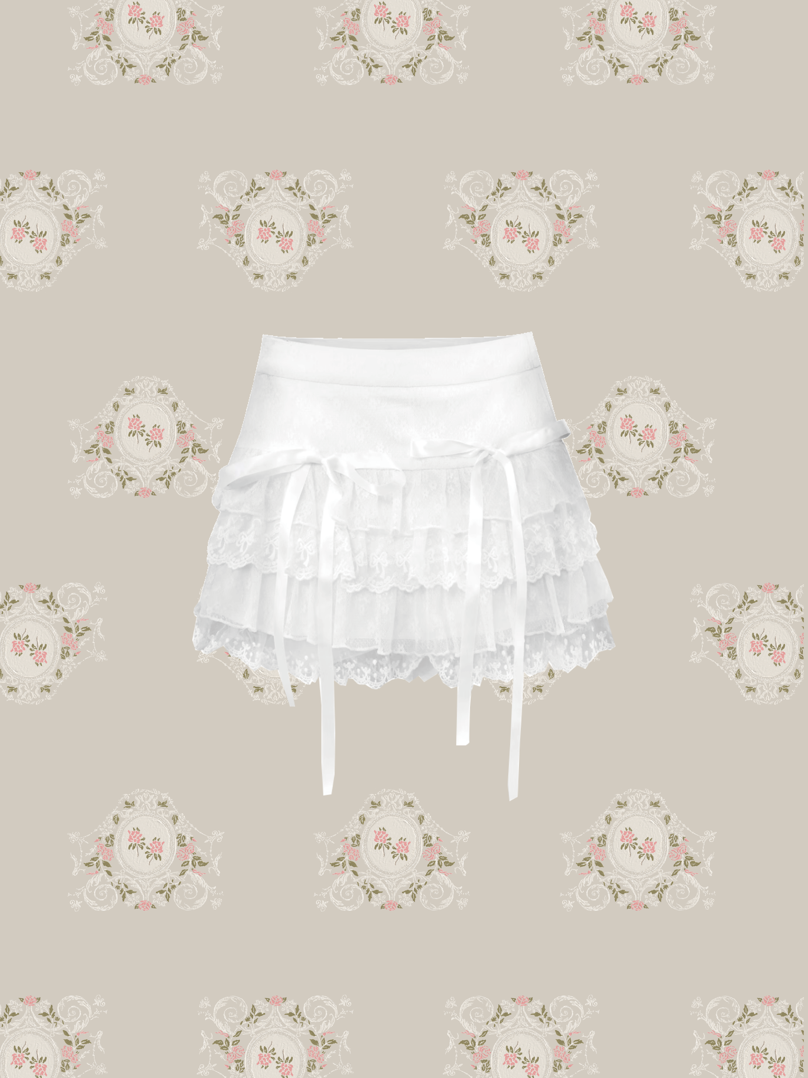 Sweet Lace Motif Mini Skirt 