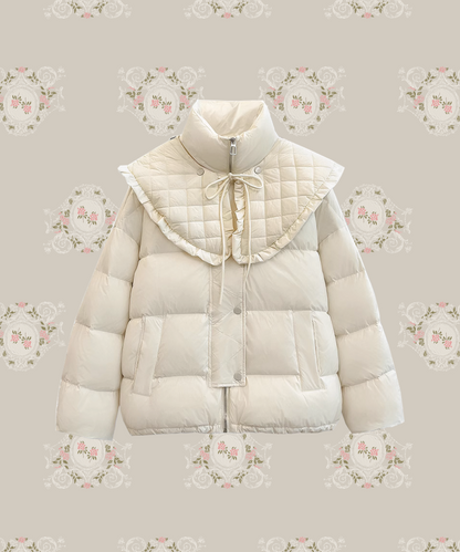 Lace Frill Collar Puff Duck Down Coat Lace frill collar puff duck down coat 