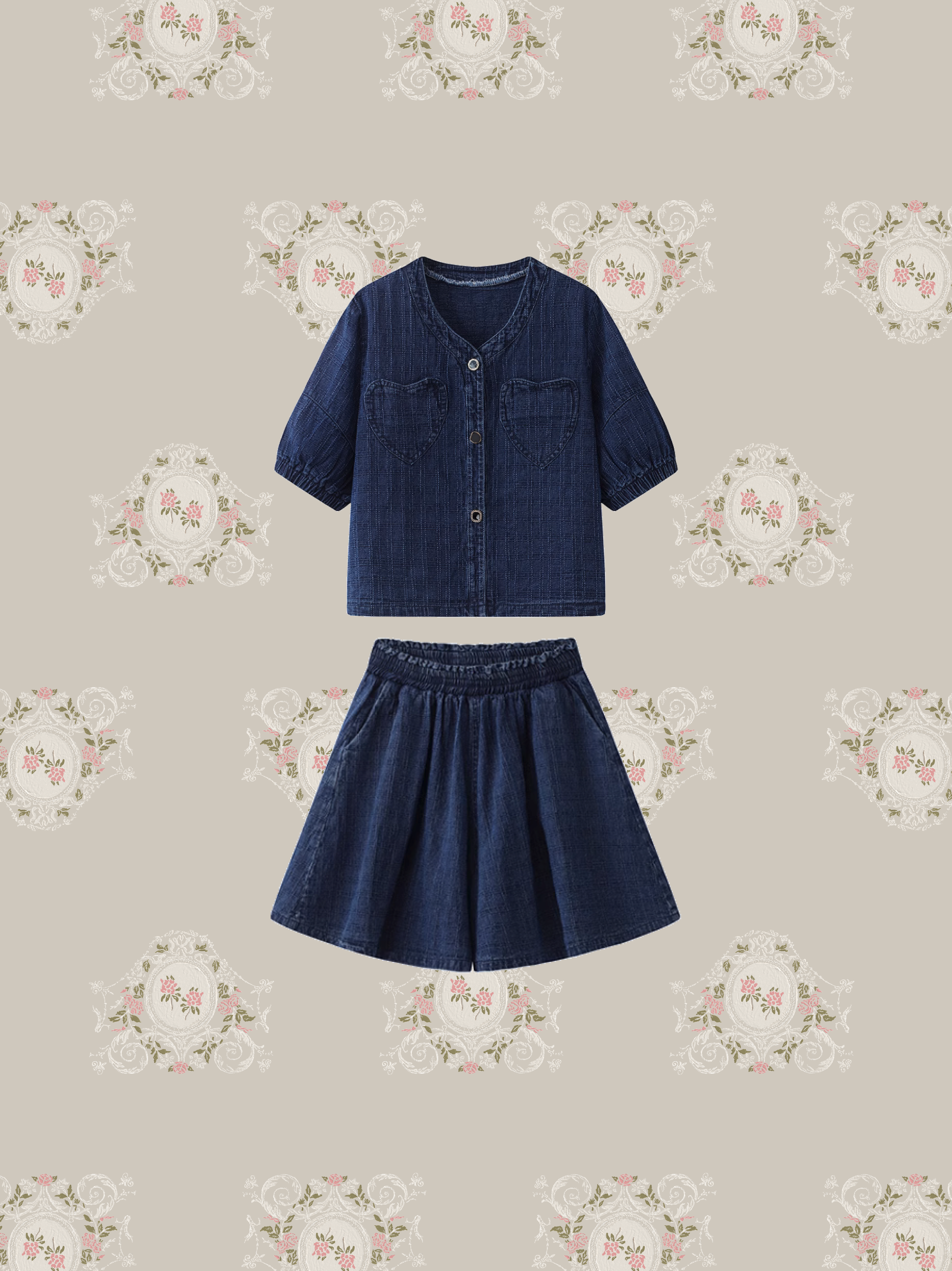 Heart Pocket Denim Pants Set Up/ハートポケットデニムセットアップ