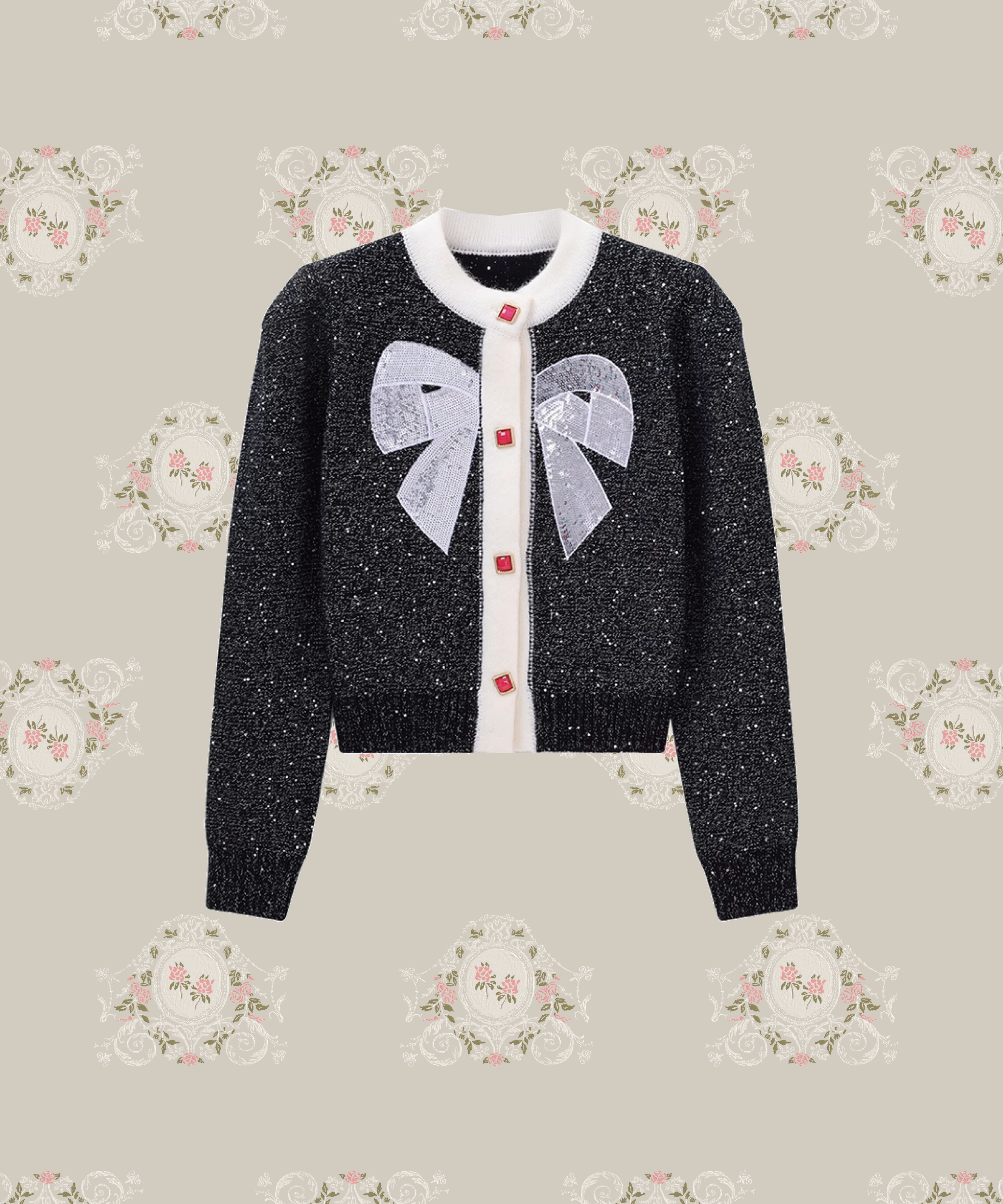 Sequins Bijou Button Cardigan