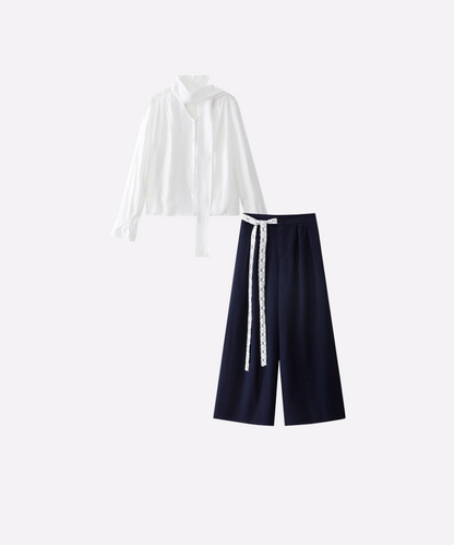 Elegant Ribbon Shirt Set Up