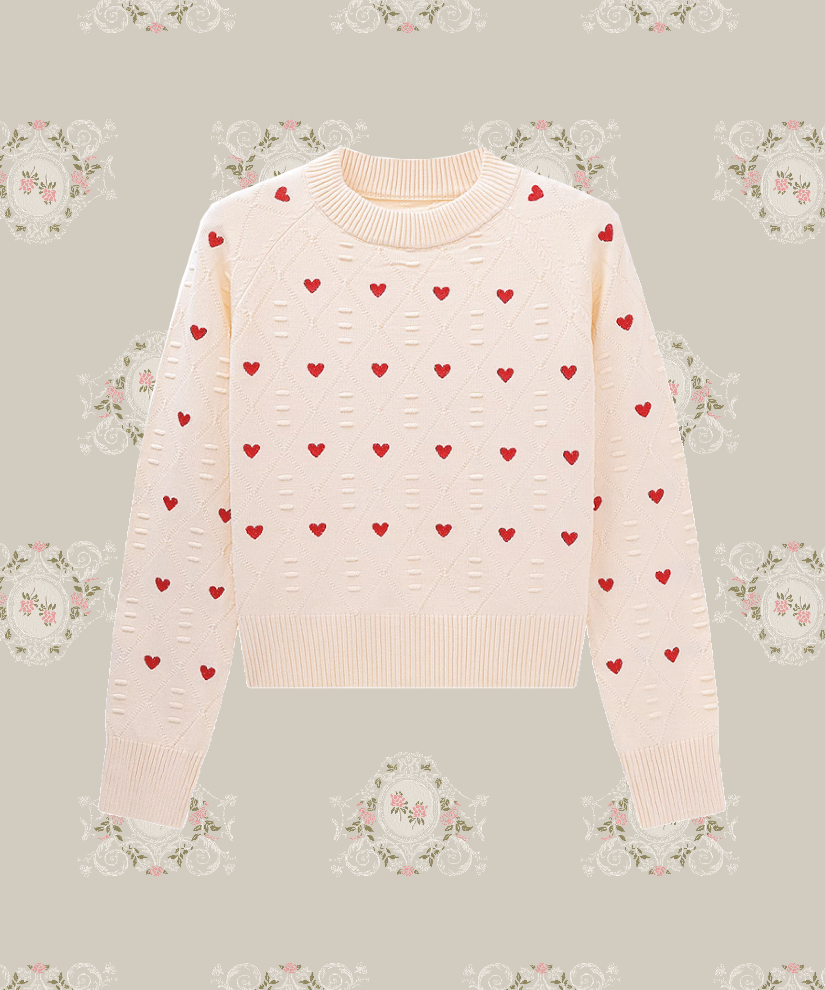 Heart Embroidery Knit Top