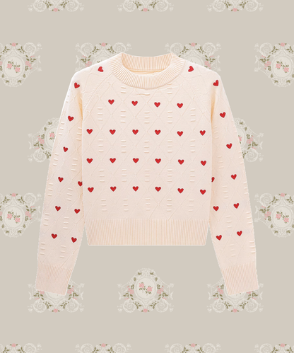 Heart Embroidery Knit Top