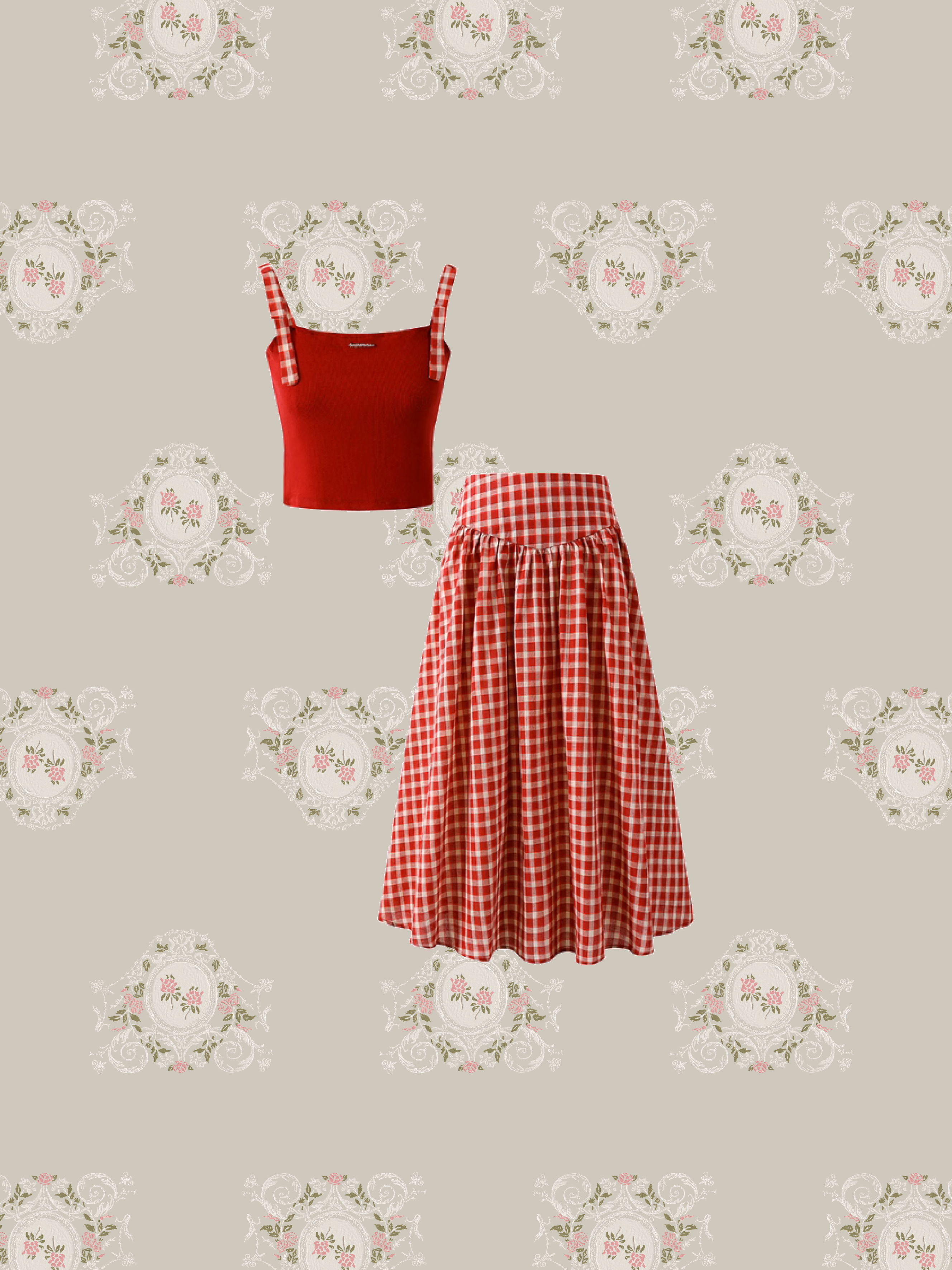 High Waist Vichy Style Skirt Set Up/ハイウエストヴィシースタイルスカートセットアップ