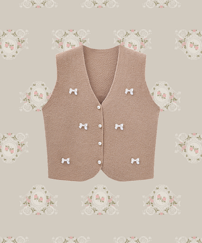 Ribbon Deco Tweed Vest