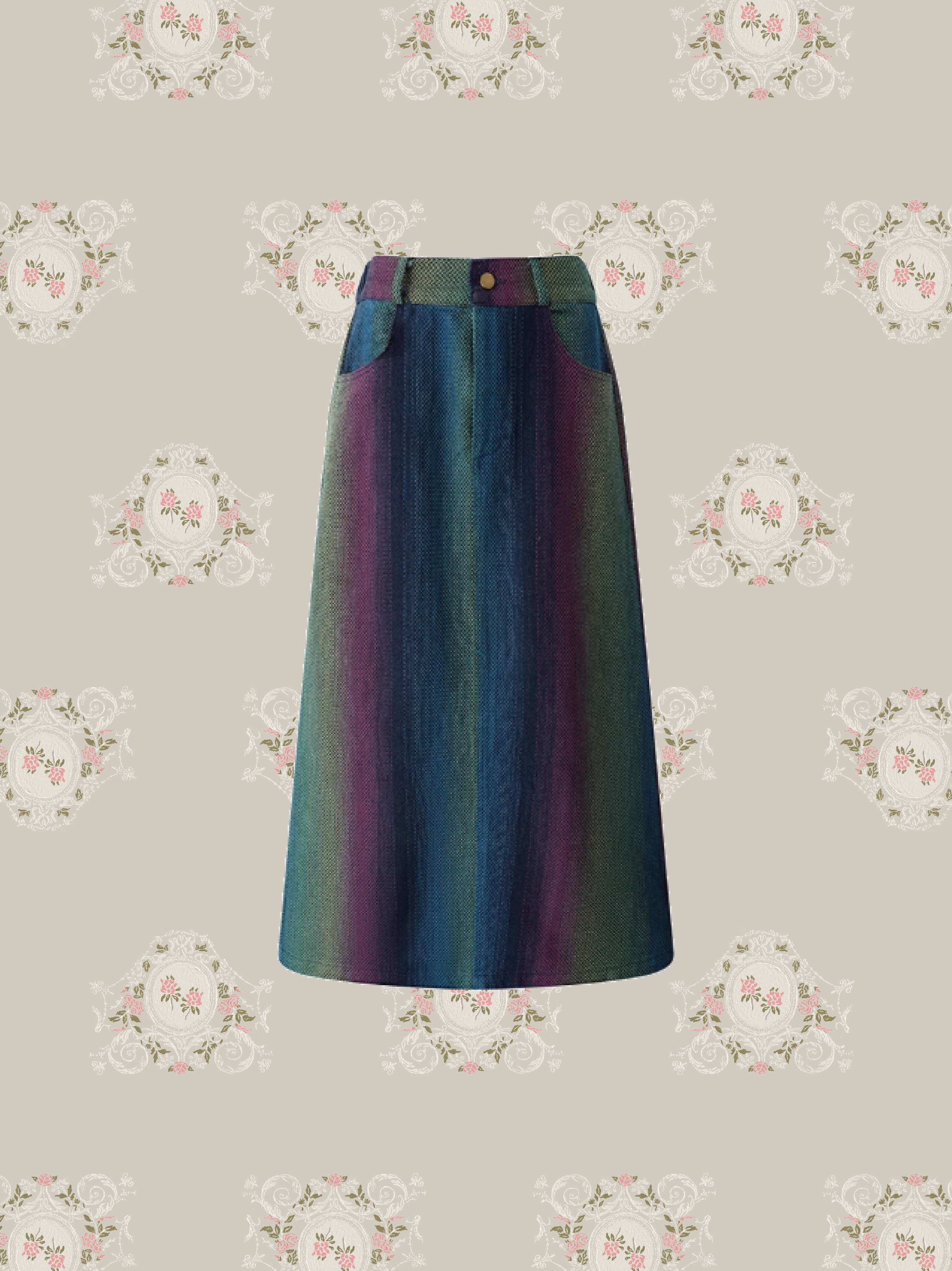 Color Shading Straight Skirt 