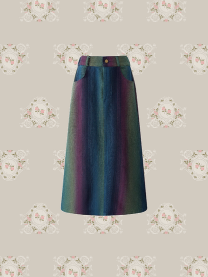 Color Shading Straight Skirt 