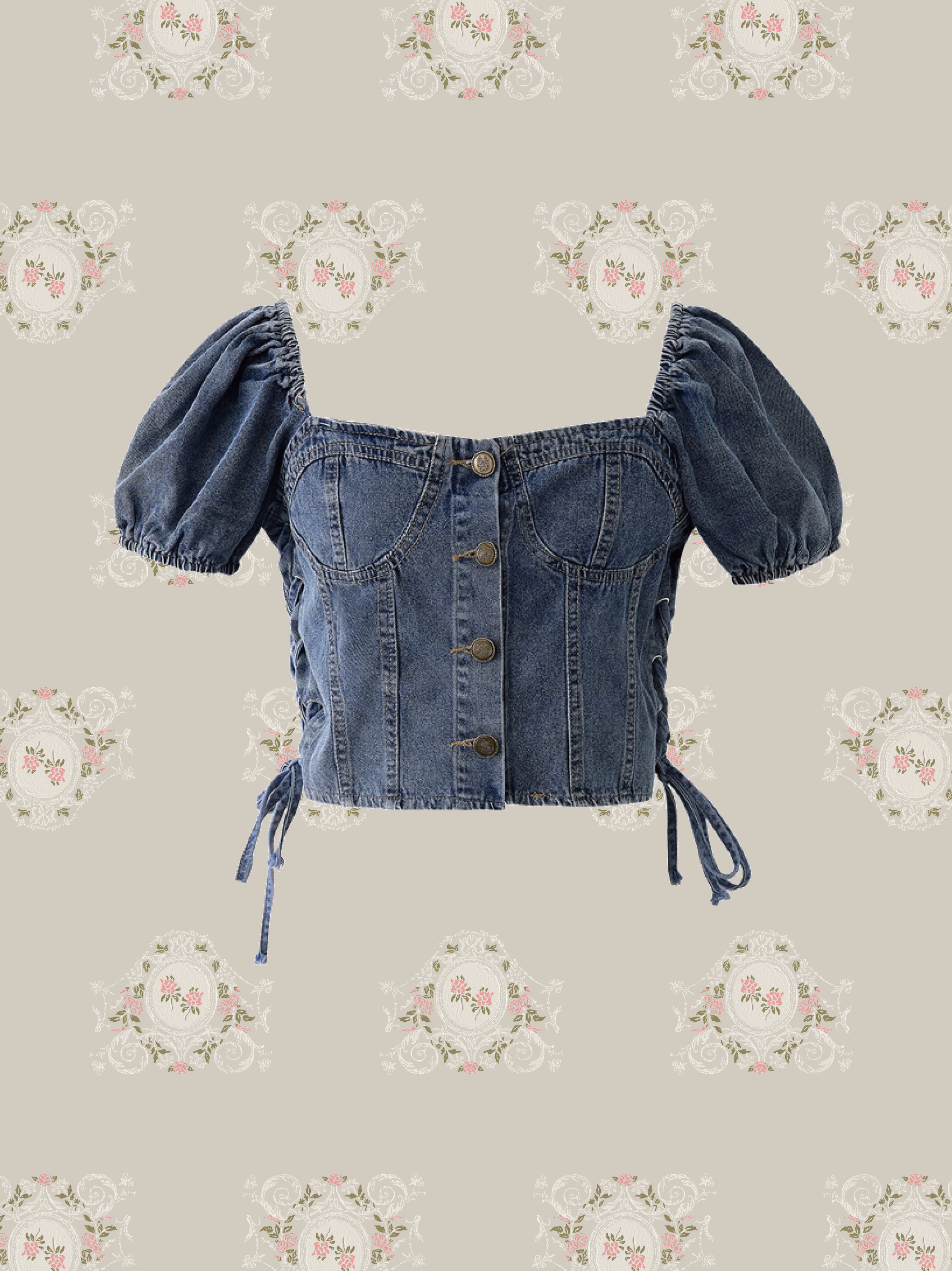 Square Collar Denim Top スクエアカラーデニムトップス