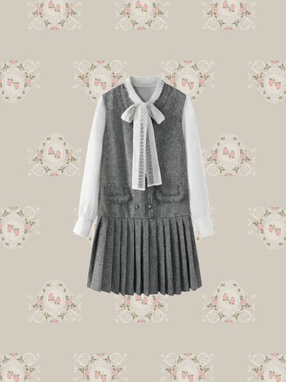 Vest Pleats Dress Set-Up 