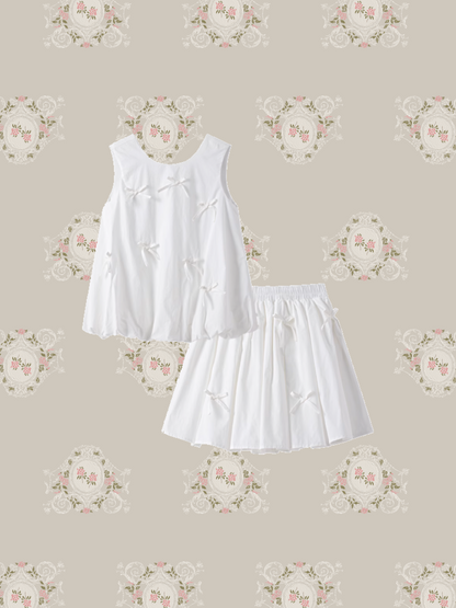 Sweet Ribbon Applique Balloon Vest Set Up/スイートリボンアップリケバルーンベストセットアップ