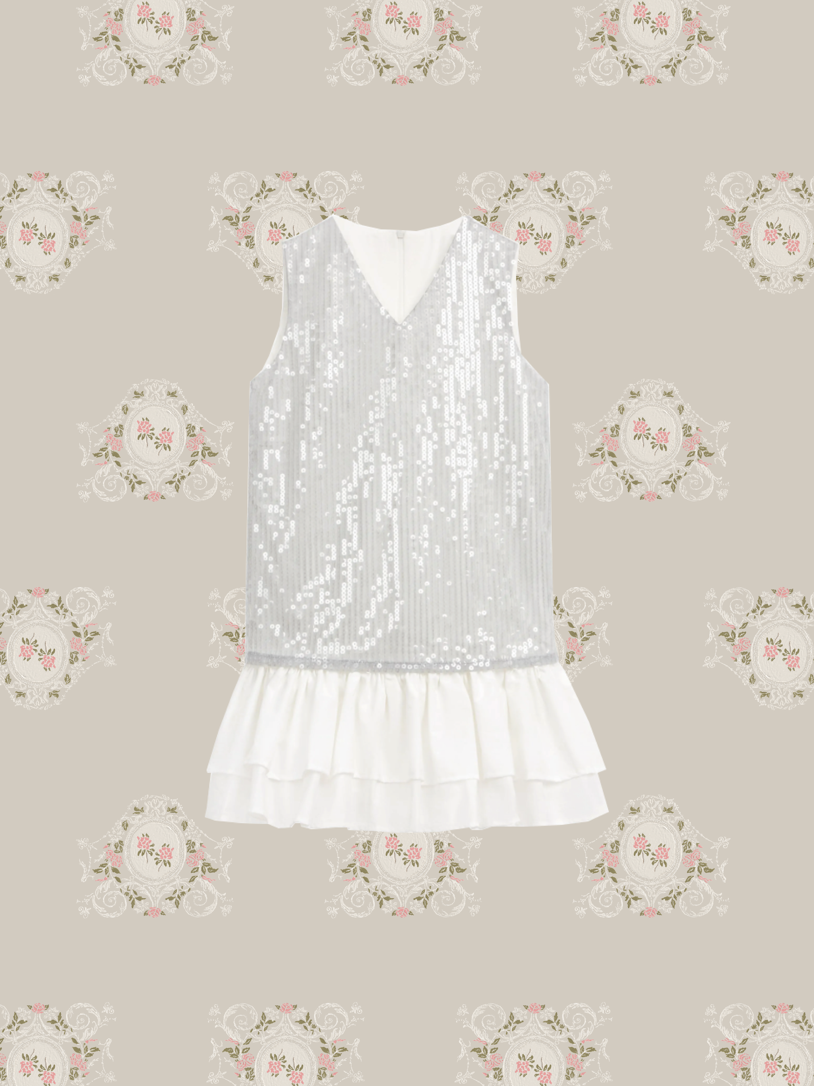 Silver Beads Frill One Piece/シルバービーズフリルワンピース