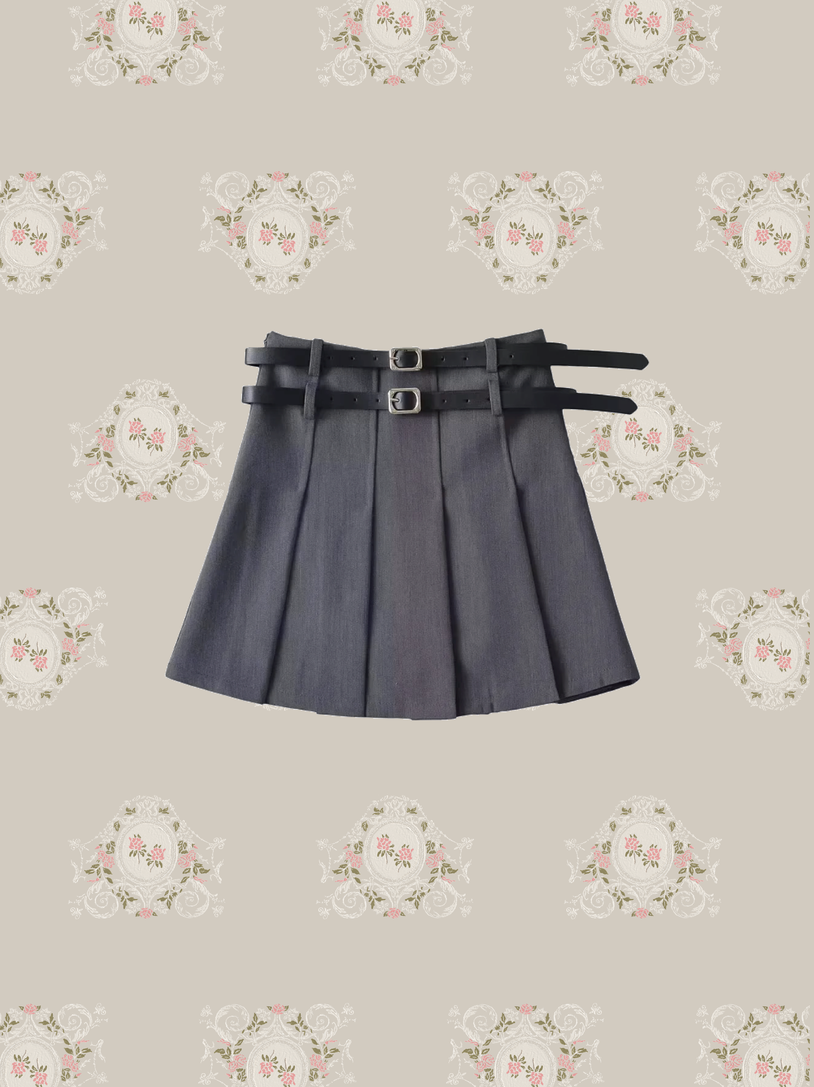 Double Belt Pleats Skirt Double Belt Pleats Skirt 