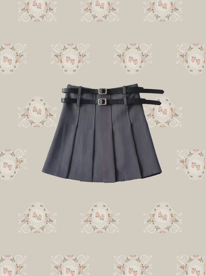 Double Belt Pleats Skirt ダブルベルトプリーツスカート