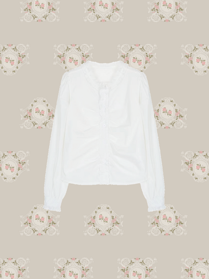 Front Gather Frill Shirt 