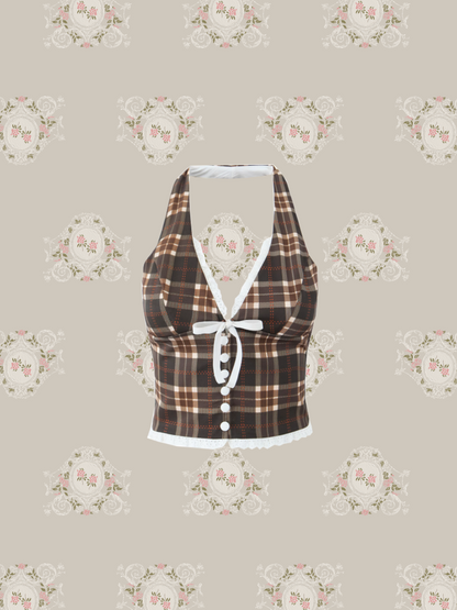 Halter Plaid Top/ホルターネックチェックトップス